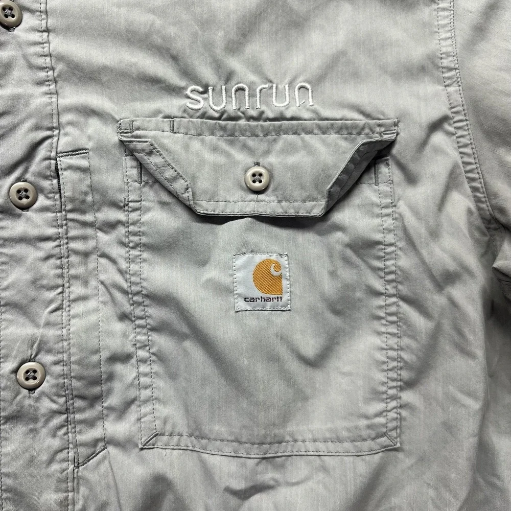 Carhartt Shirt Mens XL Gray Short Sleeve Button Up Force Vented Workwear